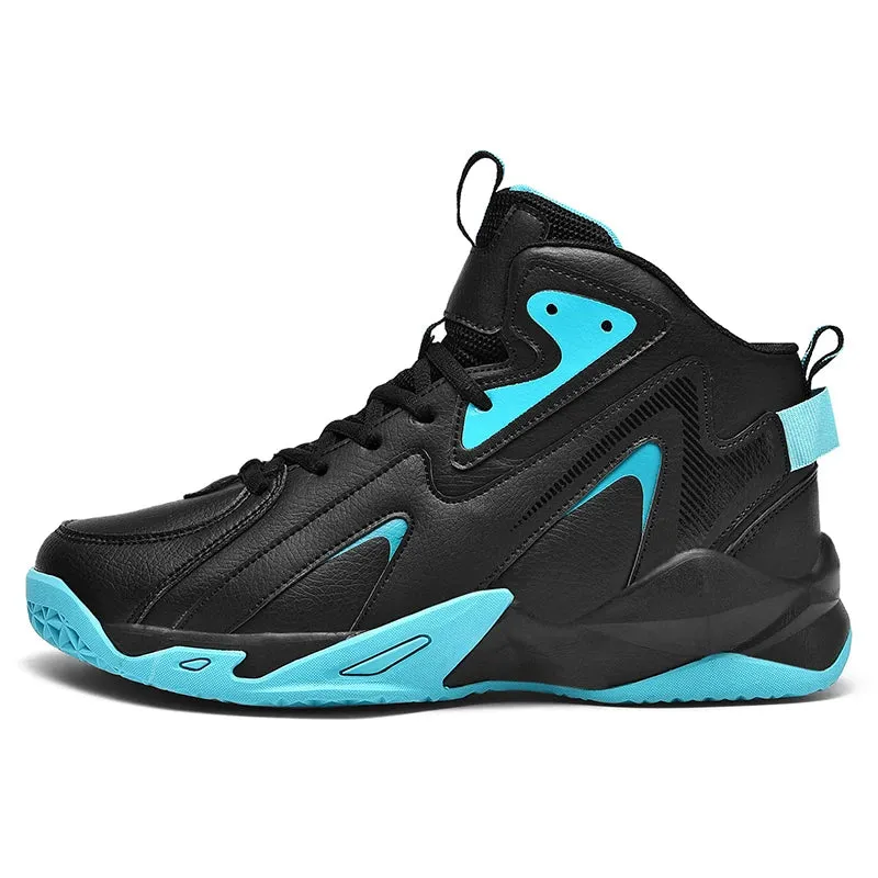 Men High-Top PU Leather Basketball Shoes Training Sneakers Sport Shoes