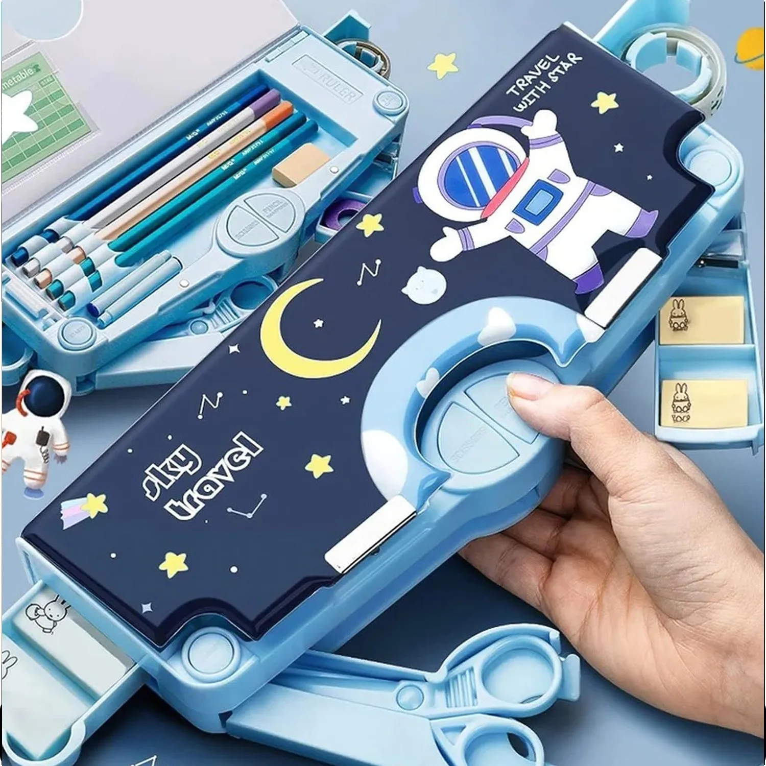 Multifunctional Pencil Box Space Theme Kids Pencil Box
