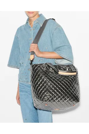 MZ Wallace Metro Tote Deluxe Medium Quilted Bag 1260X2129 | Pewter Metallic