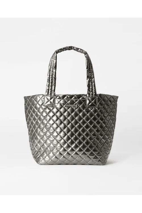 MZ Wallace Metro Tote Deluxe Medium Quilted Bag 1260X2129 | Pewter Metallic