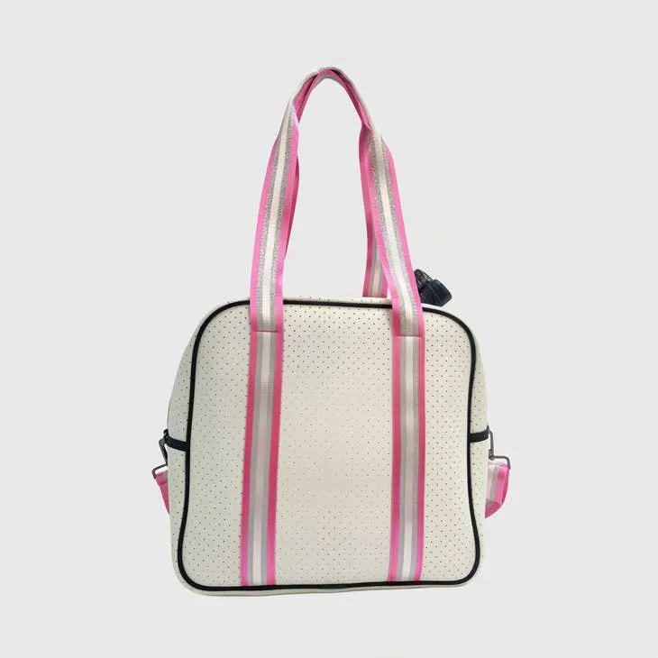 Neoprene Crossbody Sling Pickleball Bag Tote White/Silver/Pink