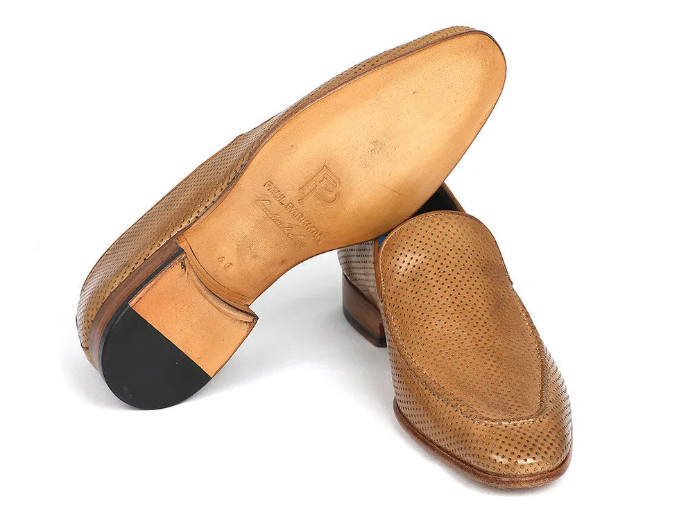 Paul Parkman Men's Perforated Leather Belt Beige