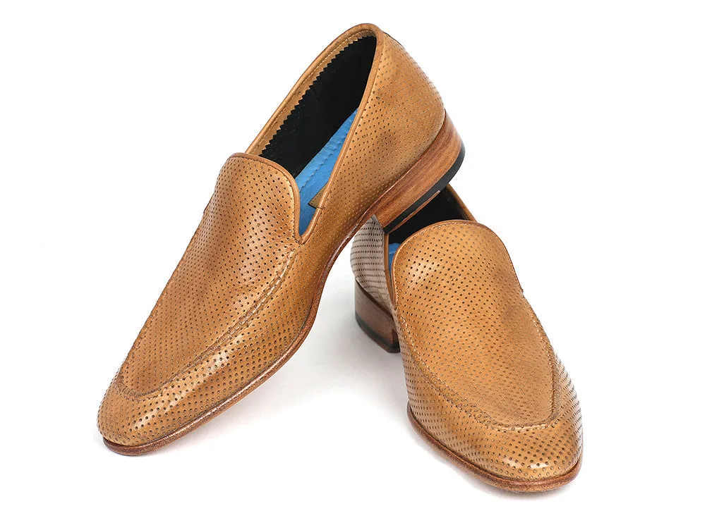 Paul Parkman Men's Perforated Leather Belt Beige