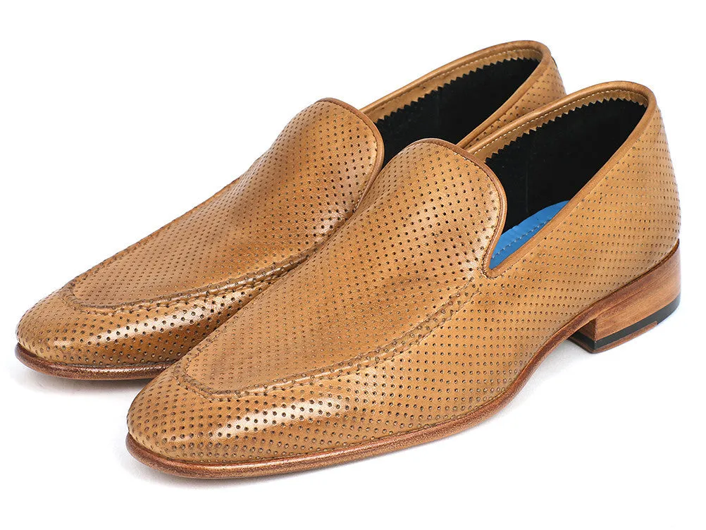 Paul Parkman Men's Perforated Leather Belt Beige