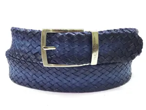 Paul Parkman Men's Woven Leather Belt, Navy