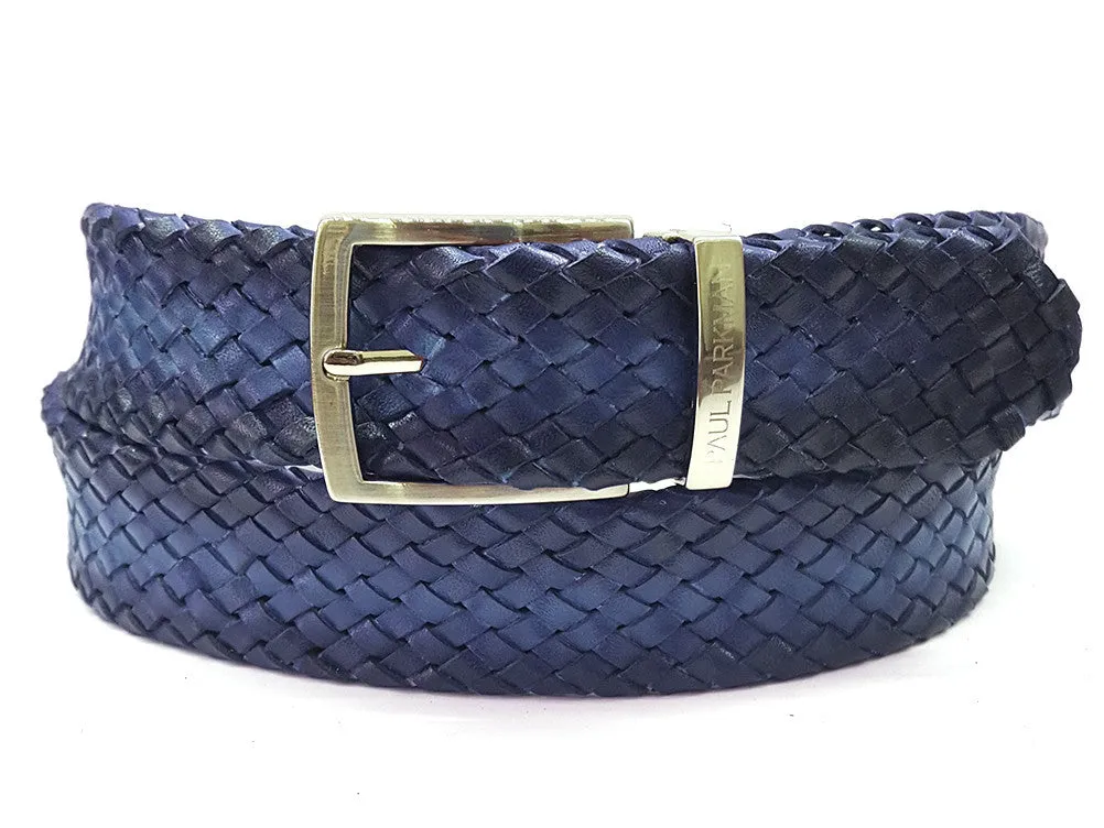 Paul Parkman Men's Woven Leather Belt, Navy