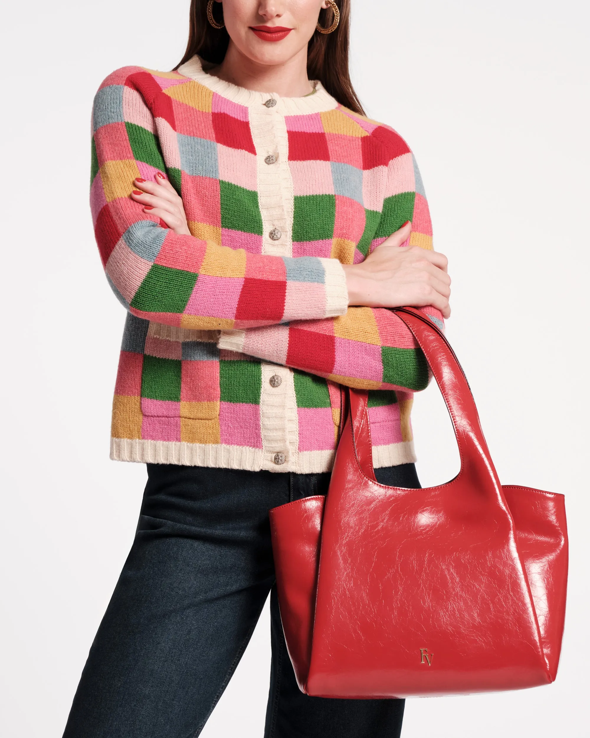Portia Satchel Crinkled Leather Red