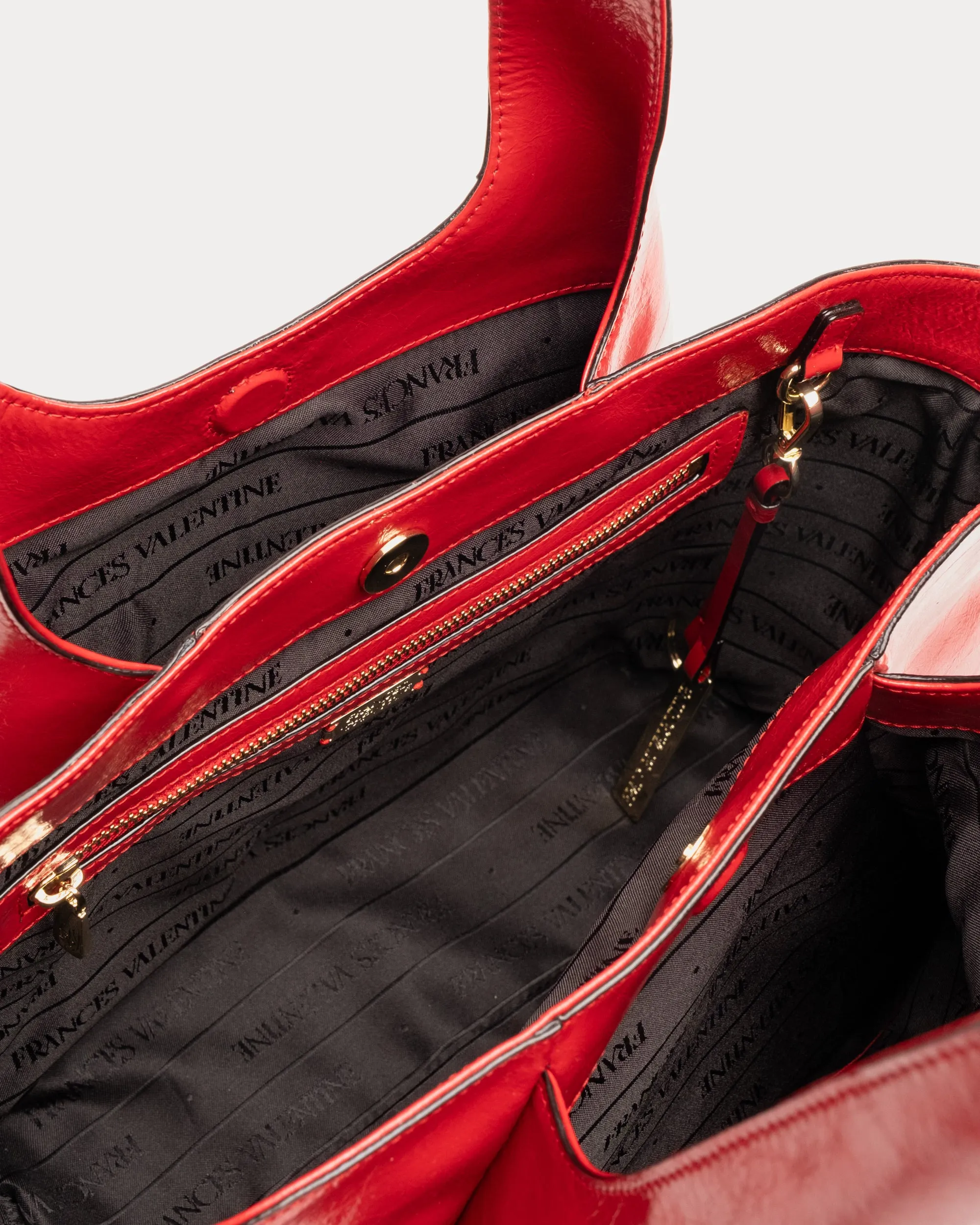 Portia Satchel Crinkled Leather Red