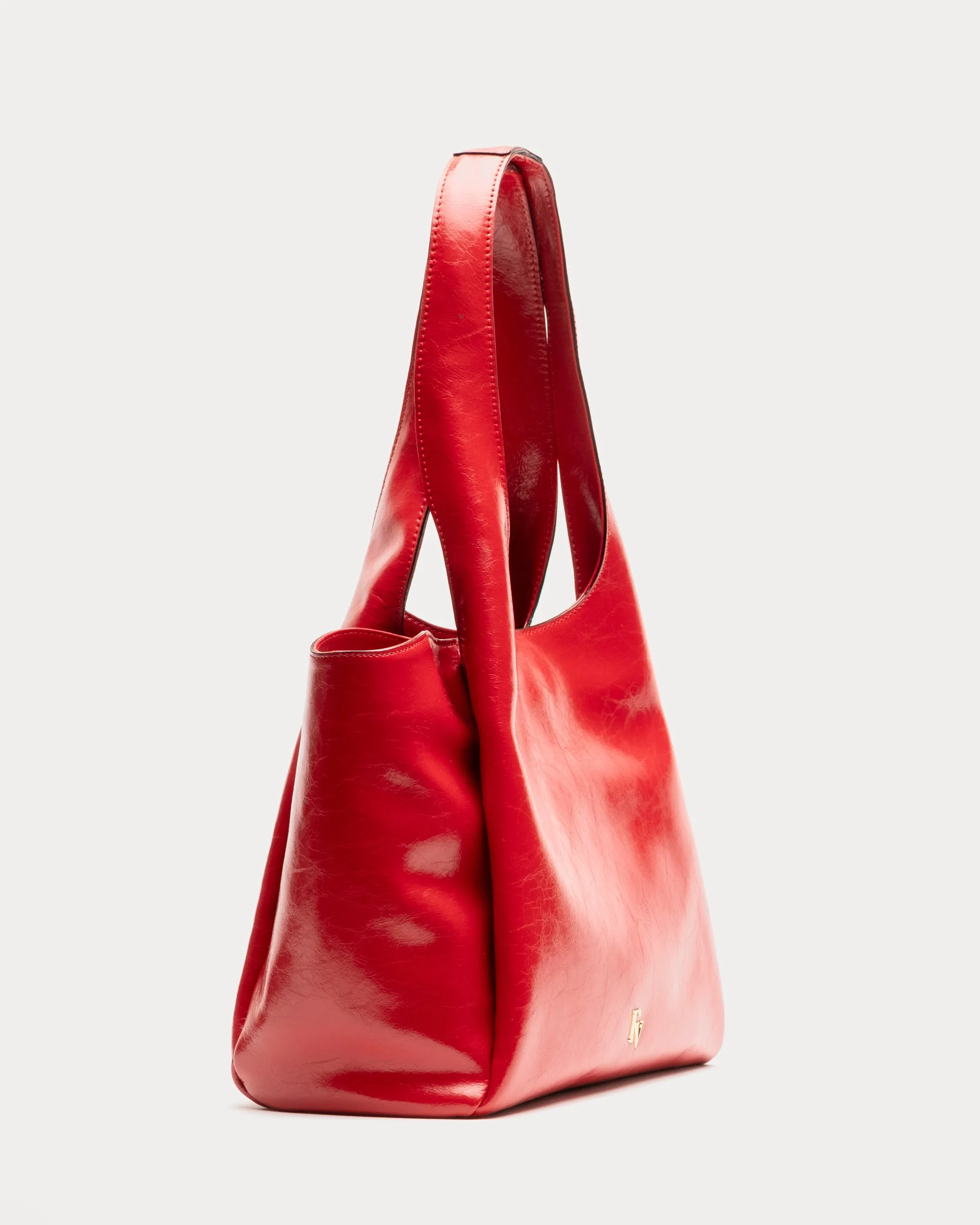 Portia Satchel Crinkled Leather Red
