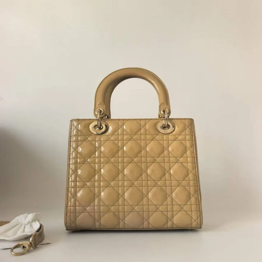 Preloved Dior Lady Dior Beige Tote Bag
