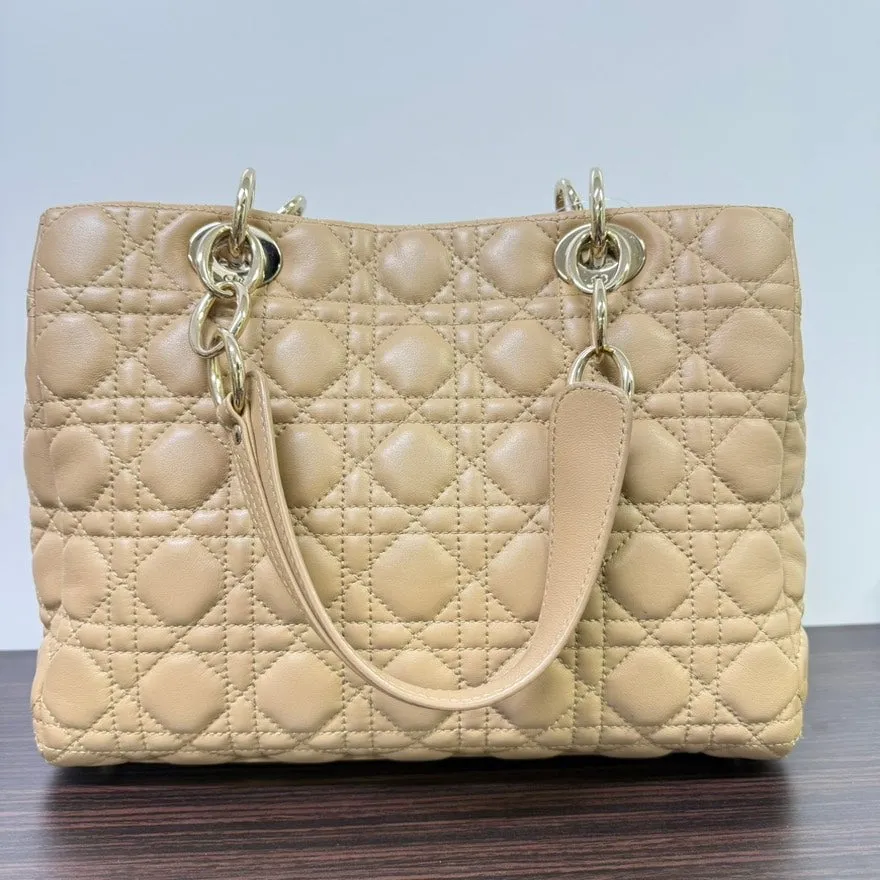 Preloved Dior Leather Chain Tote Bag LB110412 Beige Tote