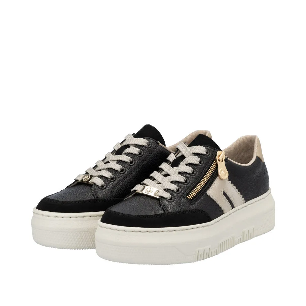Rieker Black Side-zip Platform Trainer|M191200