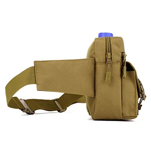 Tactical Waist Pack Pouch With Water Bottle Pocket Holder Waterproof Molle Hip Belt Bag (ACU camo)