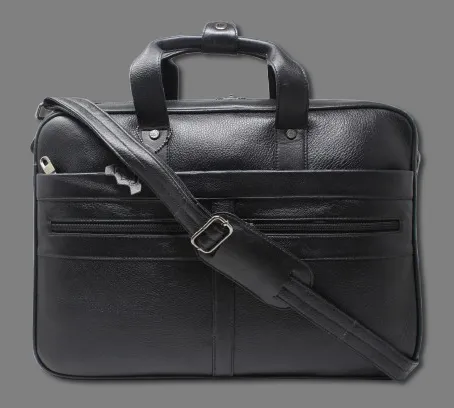 Taha 2 pocket Genuine Leather Black Laptop Bag
