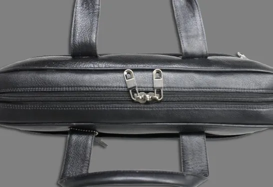 Taha 2 pocket Genuine Leather Black Laptop Bag