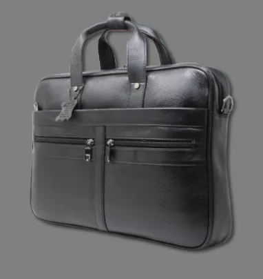 Taha 2 pocket Genuine Leather Black Laptop Bag