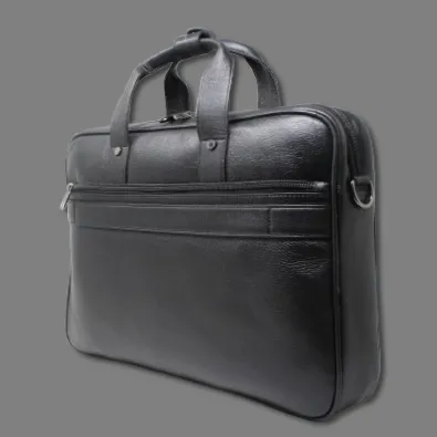Taha 2 pocket Genuine Leather Black Laptop Bag