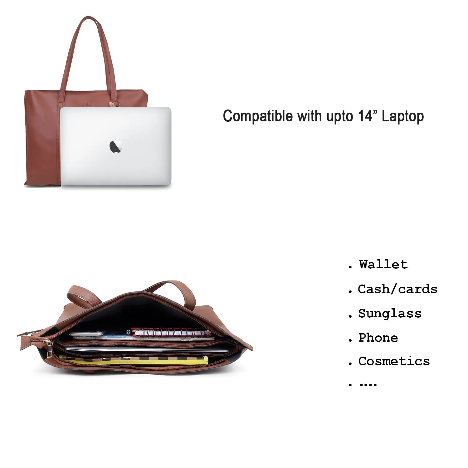 Tan Tote & Laptop Tote Bag for Women