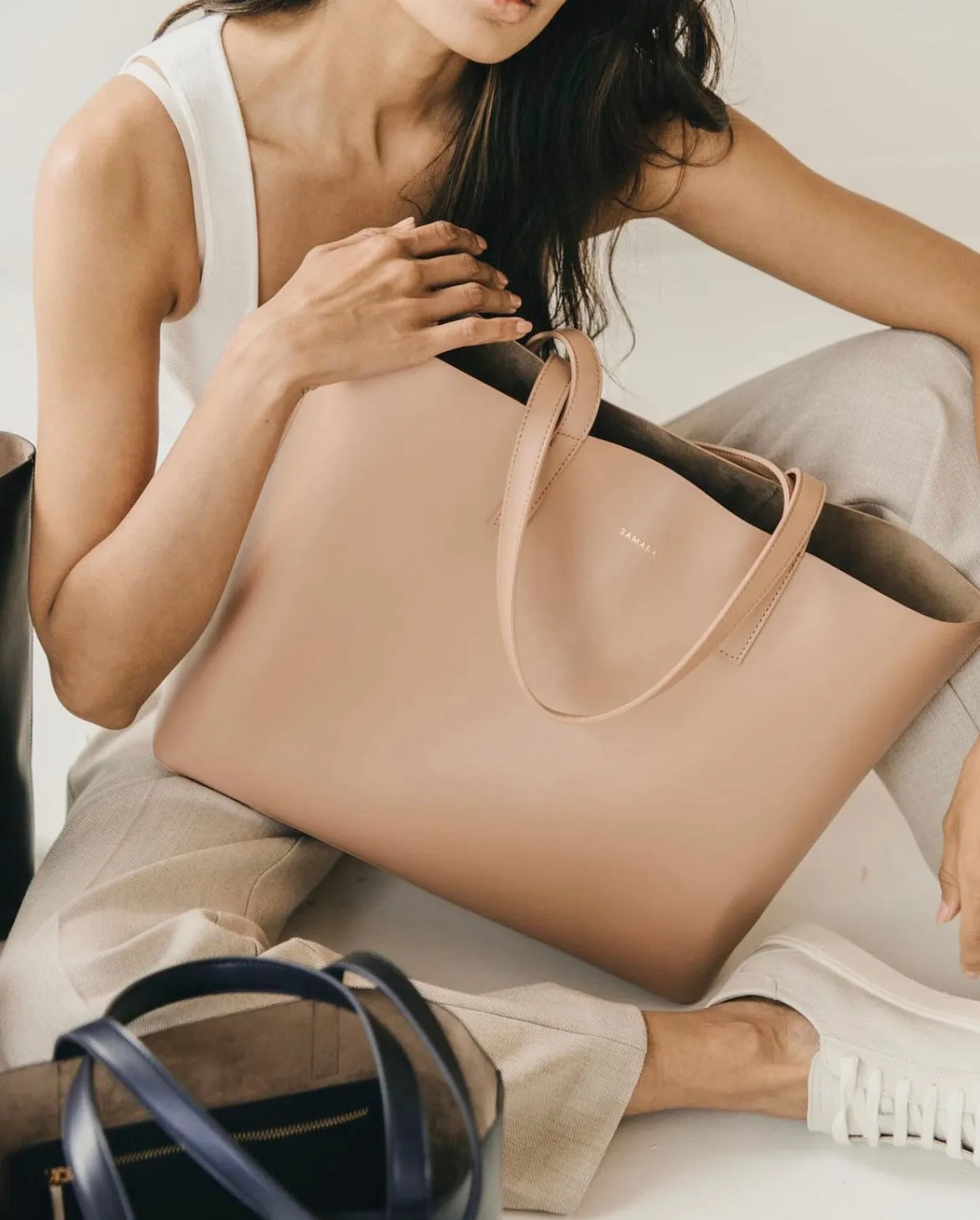 The Apple Leather Tote: Dusty Rose