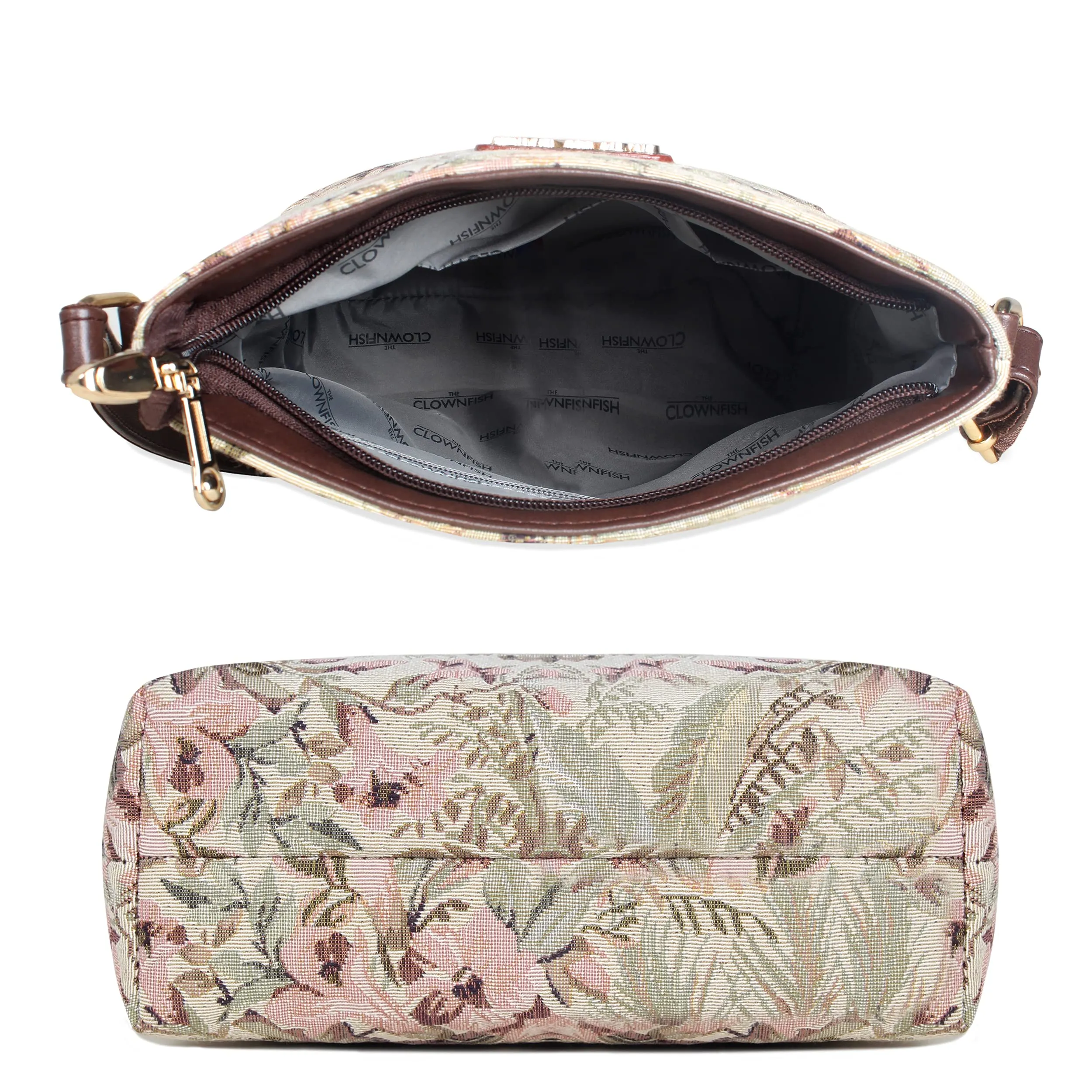 THE CLOWNFISH Linda Series Sling for Women Casual Ladies Single Shoulder Bag For Women Crossbody Bag for College Girls (Off White-Floral)