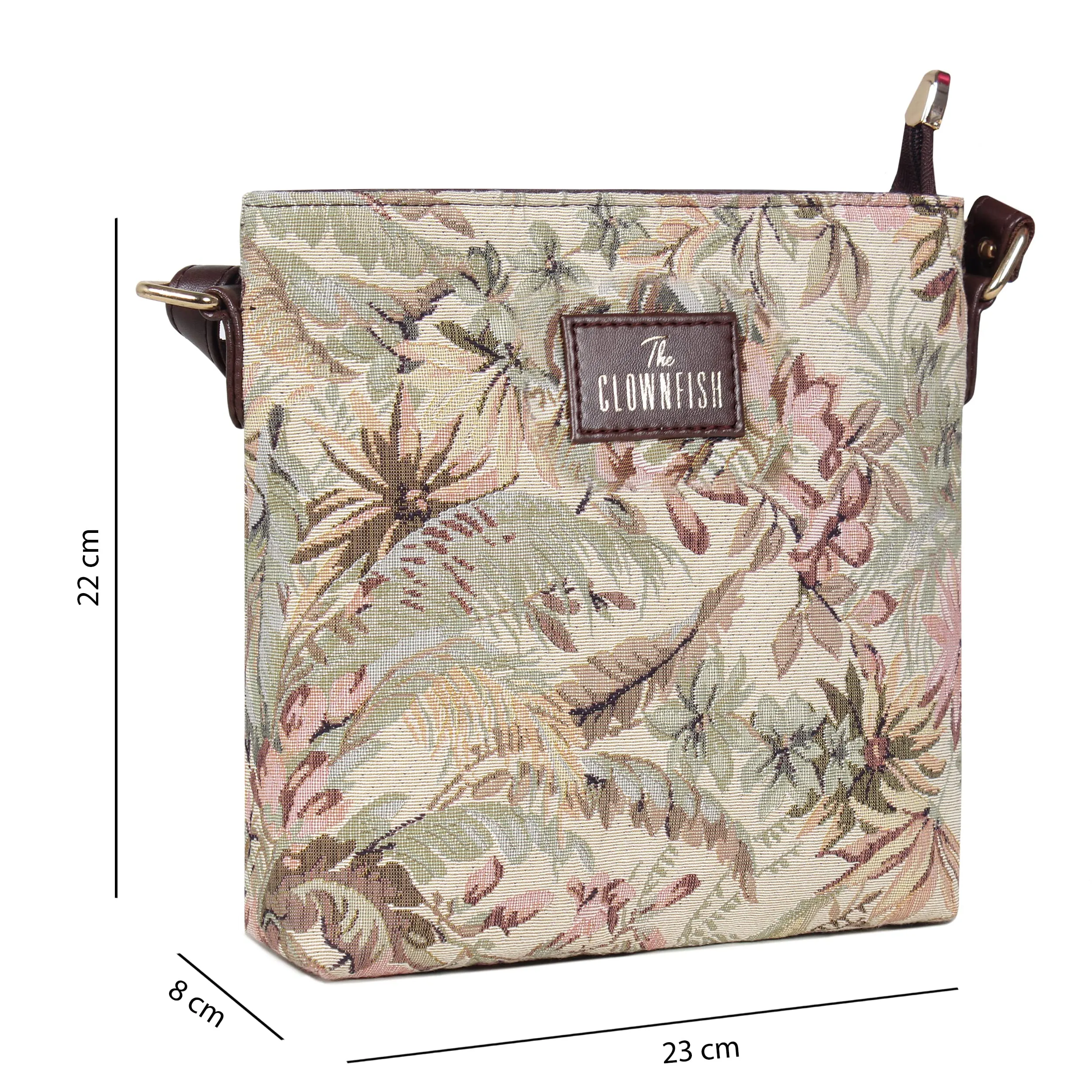 THE CLOWNFISH Linda Series Sling for Women Casual Ladies Single Shoulder Bag For Women Crossbody Bag for College Girls (Off White-Floral)