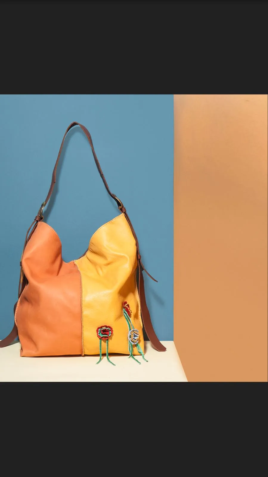 Tote Bag - Orange /Yellow Flowers