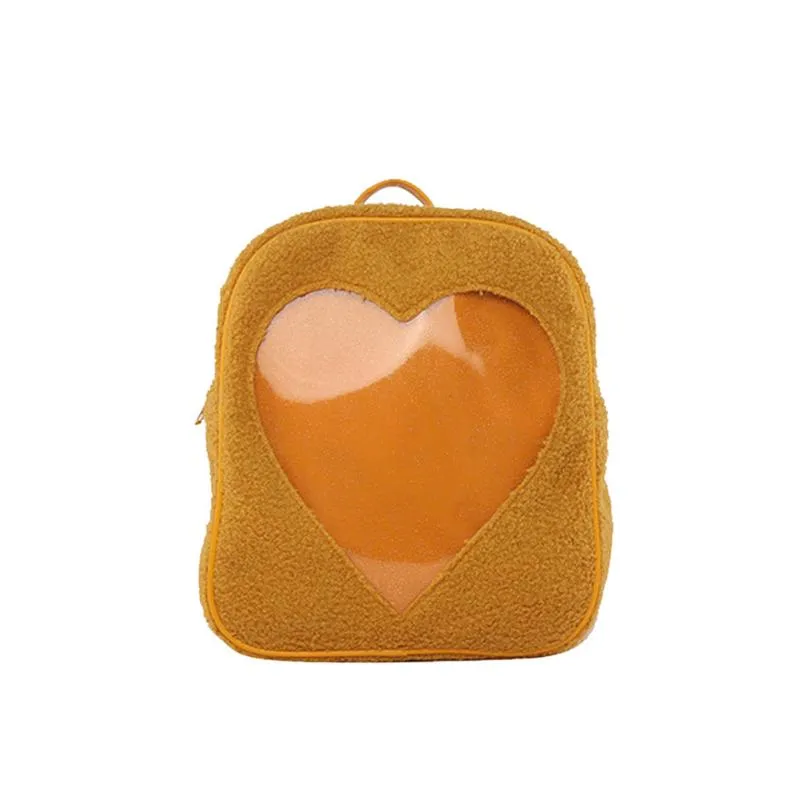 Transparent Love Heart Backpack Fashion Storage Bag Casual Storage Bag Satchel Bookbag for Girls