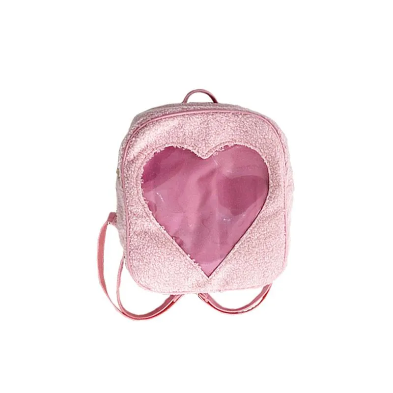 Transparent Love Heart Backpack Fashion Storage Bag Casual Storage Bag Satchel Bookbag for Girls