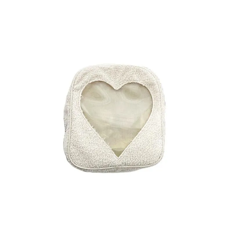 Transparent Love Heart Backpack Fashion Storage Bag Casual Storage Bag Satchel Bookbag for Girls