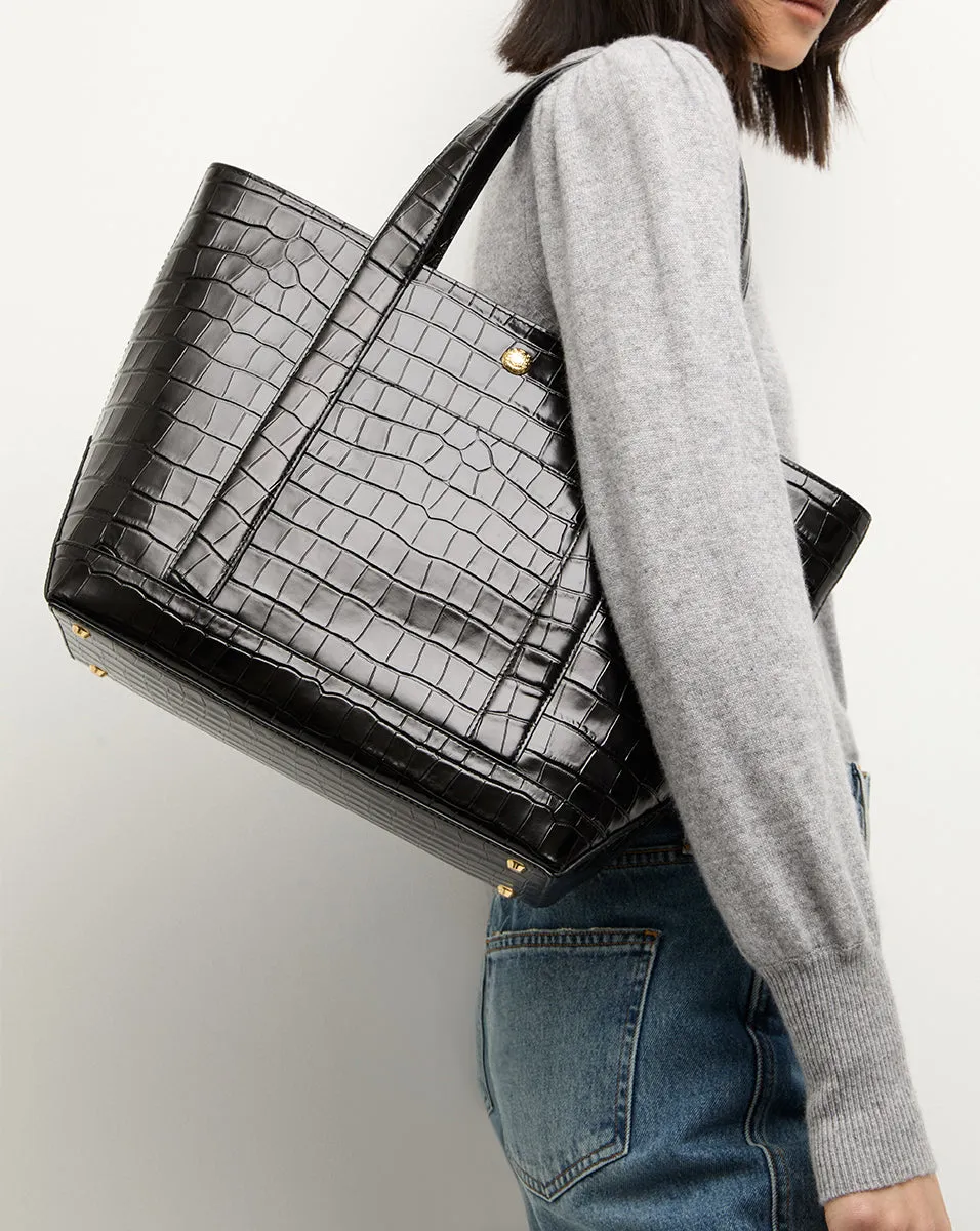 Veronica Beard Croc-Embossed Grand Goody Bag