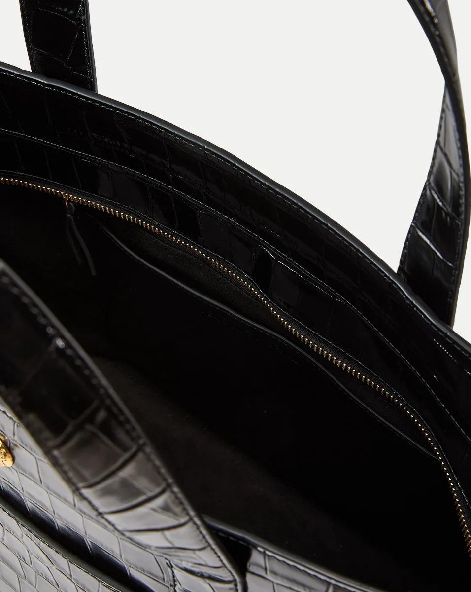 Veronica Beard Croc-Embossed Grand Goody Bag