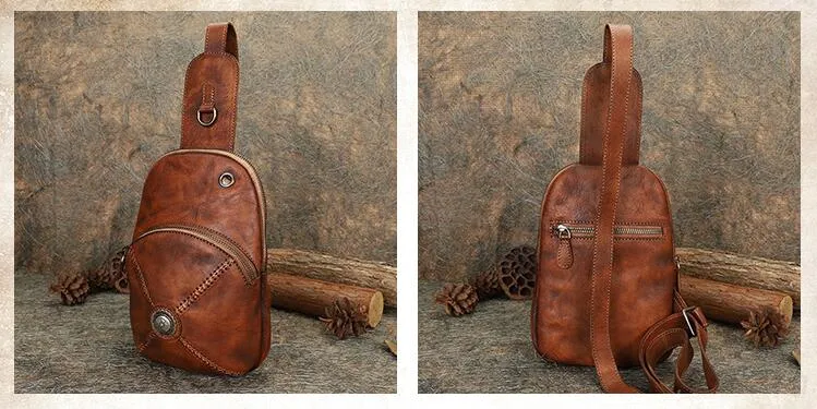 Women's Designer Leather Sling Bag Purse Chest Pack Bag For Women