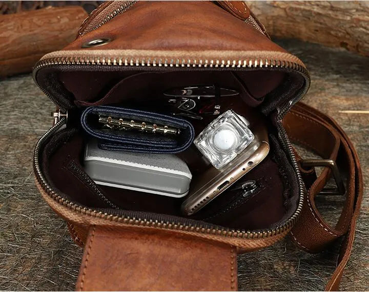 Women's Designer Leather Sling Bag Purse Chest Pack Bag For Women