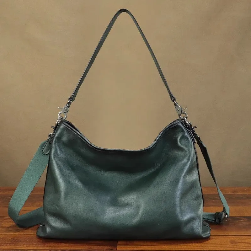 Womens Green Leather Tote Handbags Genuine Leather Handbags For Women