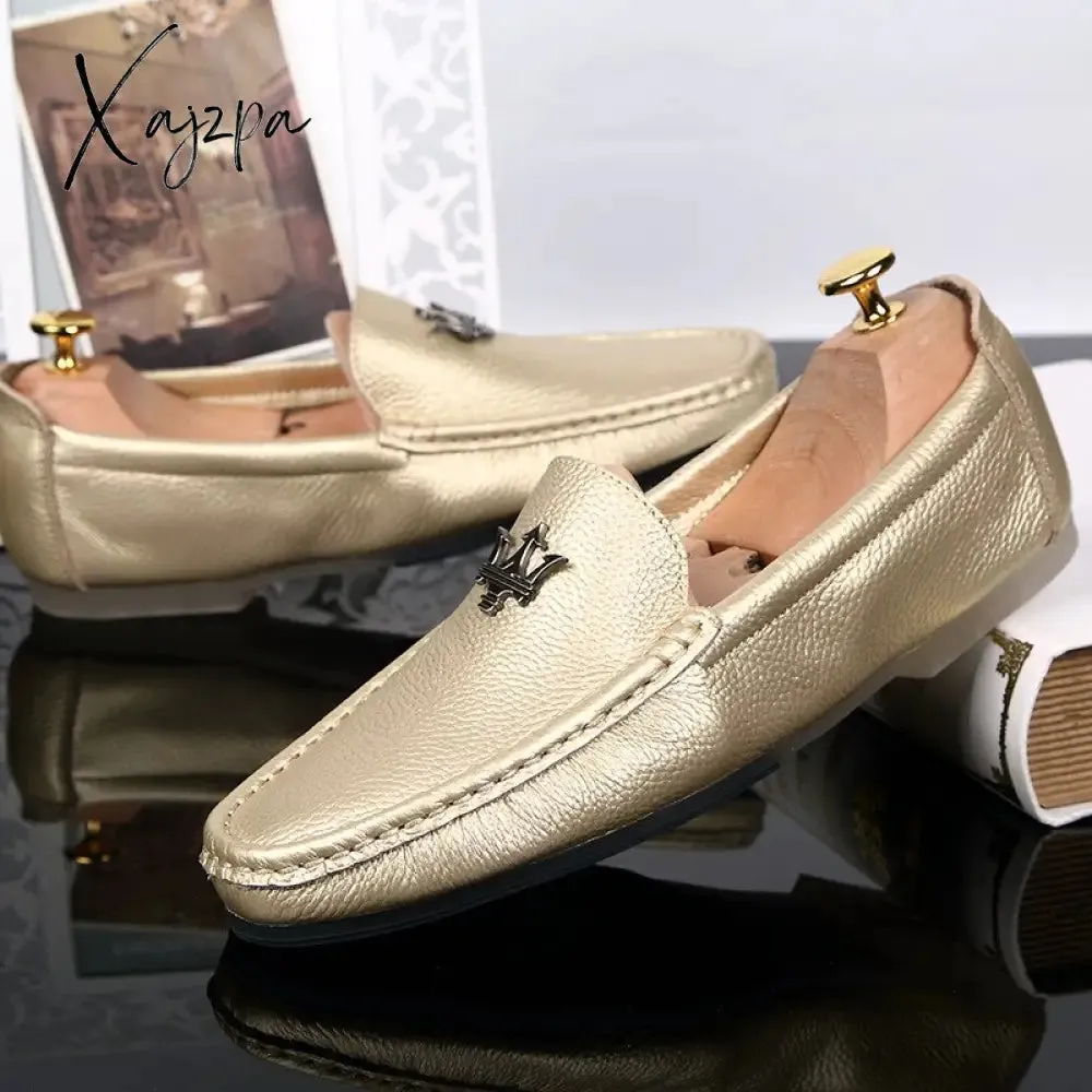 Xajzpa - Mens Shoes Casual Brands Slip On Formal Luxury Shoes Men Loafers Moccasins Genuine Leather Driving Shoes  Zapatos Hombre