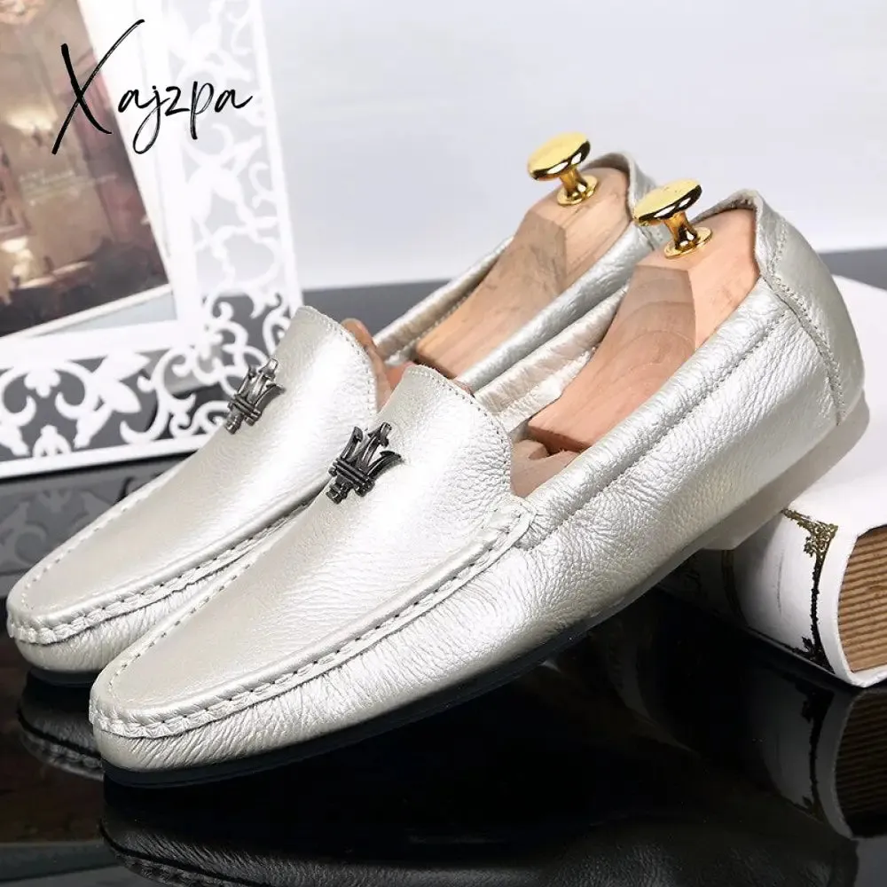 Xajzpa - Mens Shoes Casual Brands Slip On Formal Luxury Shoes Men Loafers Moccasins Genuine Leather Driving Shoes  Zapatos Hombre