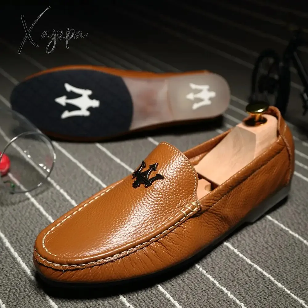 Xajzpa - Mens Shoes Casual Brands Slip On Formal Luxury Shoes Men Loafers Moccasins Genuine Leather Driving Shoes  Zapatos Hombre