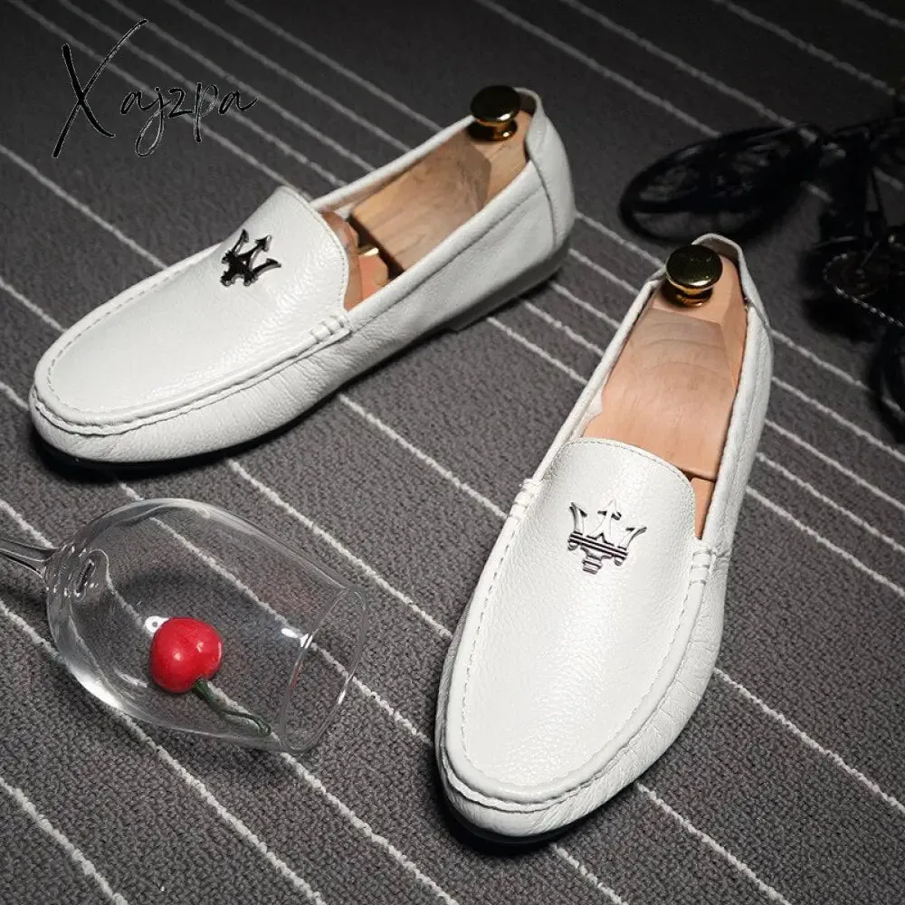 Xajzpa - Mens Shoes Casual Brands Slip On Formal Luxury Shoes Men Loafers Moccasins Genuine Leather Driving Shoes  Zapatos Hombre