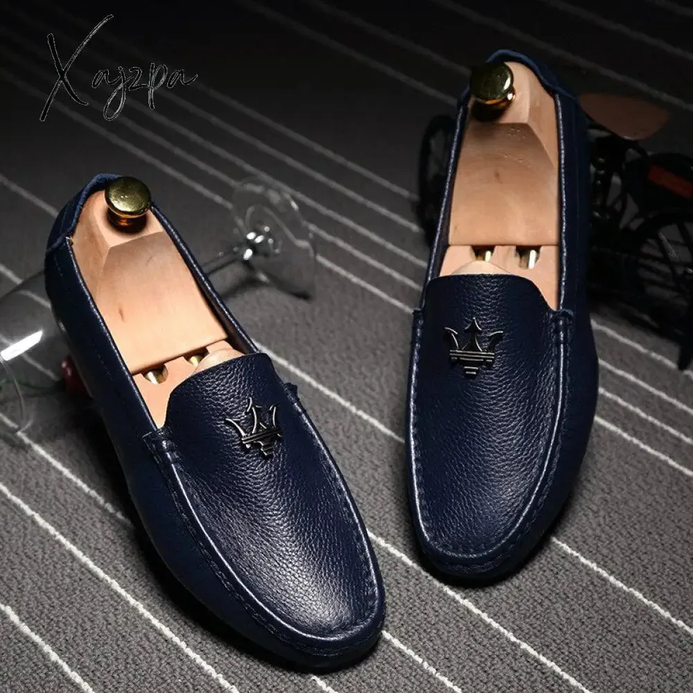 Xajzpa - Mens Shoes Casual Brands Slip On Formal Luxury Shoes Men Loafers Moccasins Genuine Leather Driving Shoes  Zapatos Hombre