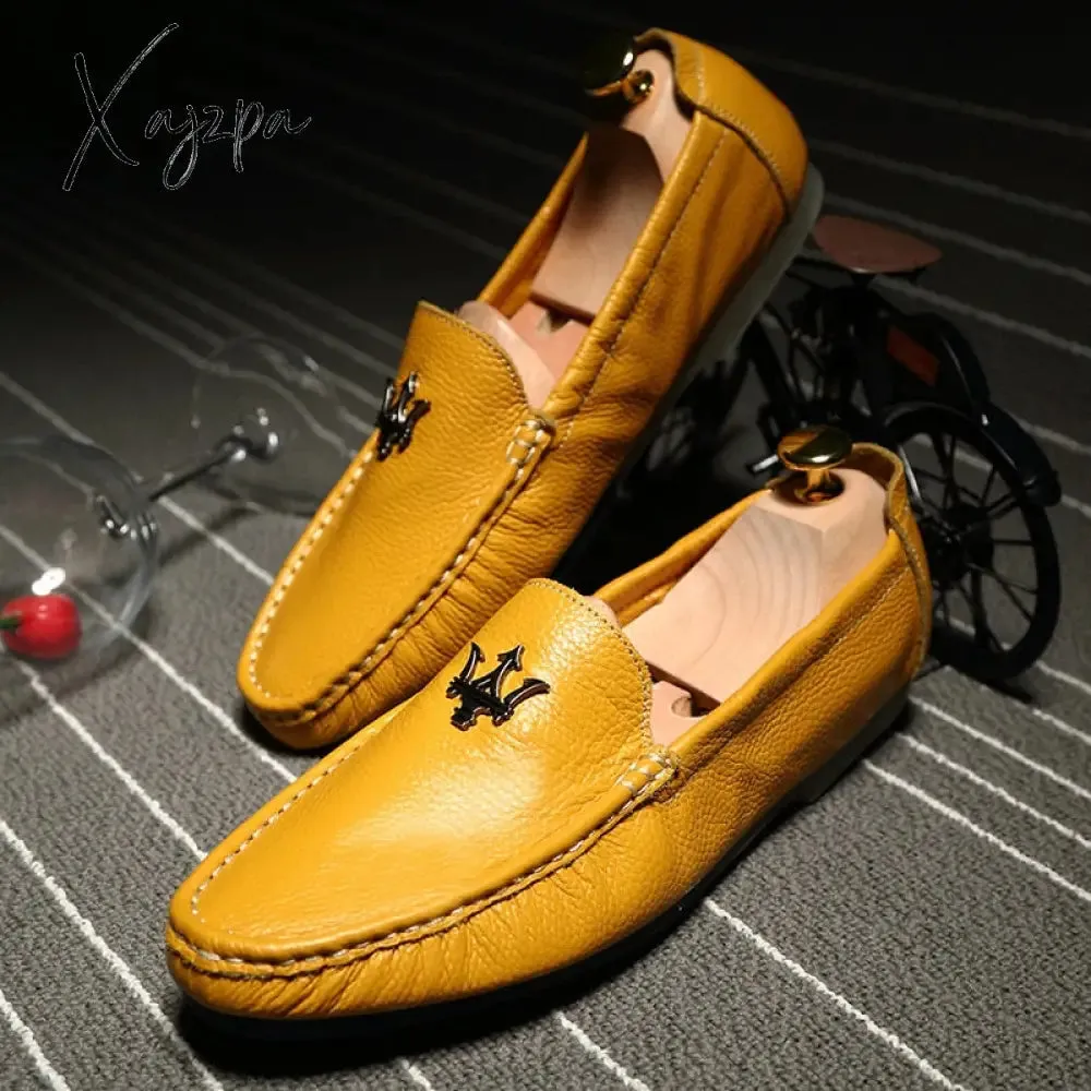 Xajzpa - Mens Shoes Casual Brands Slip On Formal Luxury Shoes Men Loafers Moccasins Genuine Leather Driving Shoes  Zapatos Hombre