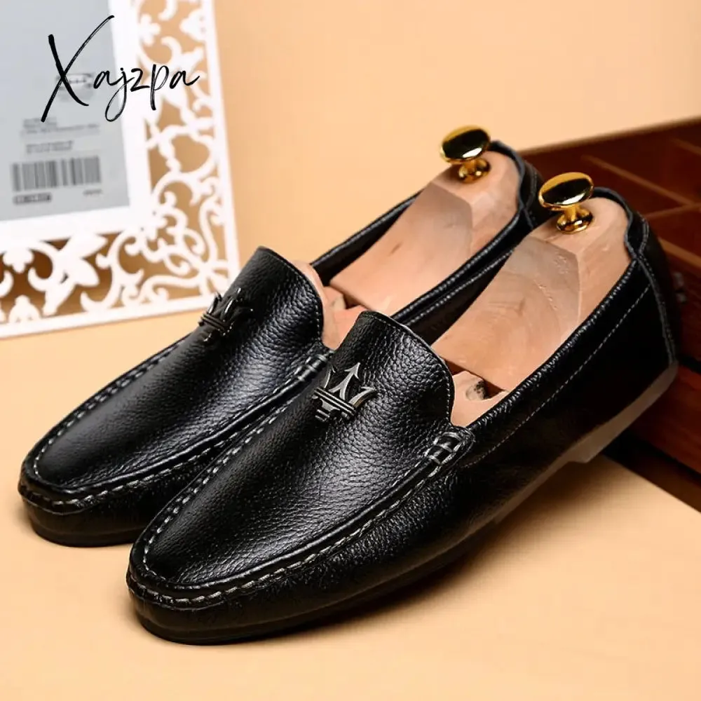 Xajzpa - Mens Shoes Casual Brands Slip On Formal Luxury Shoes Men Loafers Moccasins Genuine Leather Driving Shoes  Zapatos Hombre