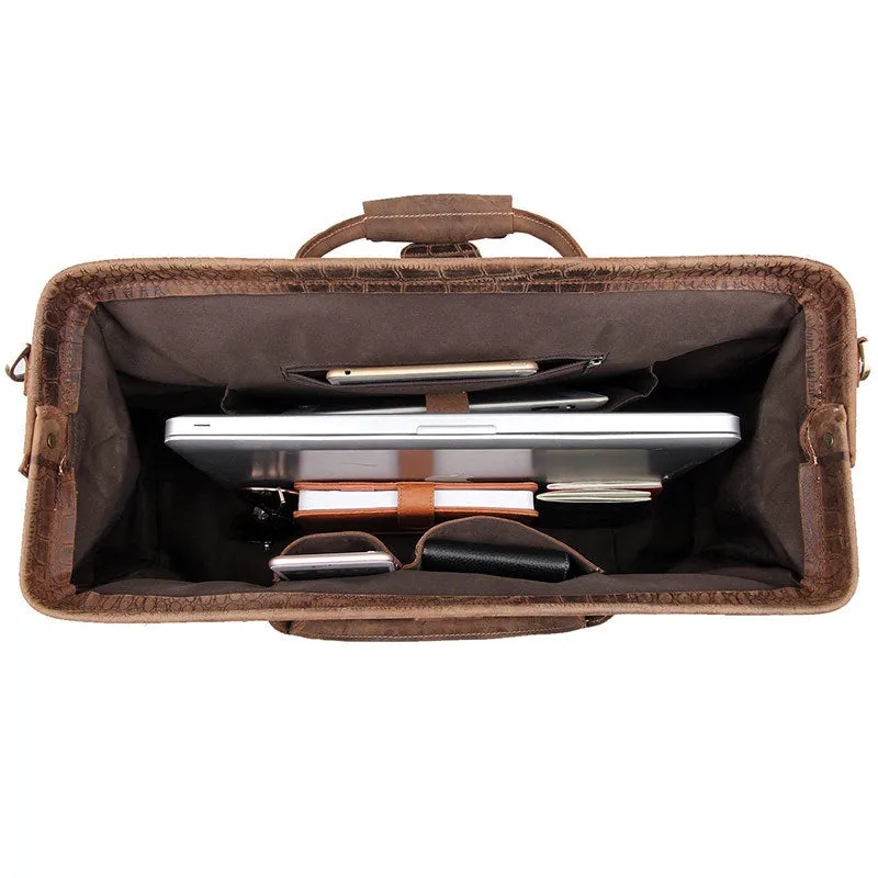 YAAGLE Crazy Horse Leather Crack Pattern Top-handle Bag YG7281
