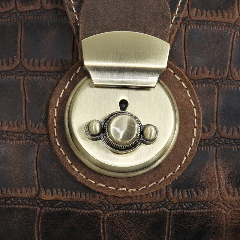 YAAGLE Crazy Horse Leather Crack Pattern Top-handle Bag YG7281